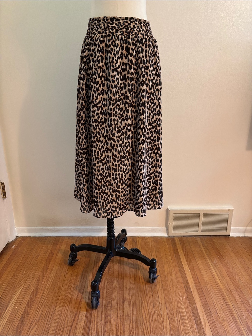 LOFT Leopard Print Midi Skirt in Tan and Black